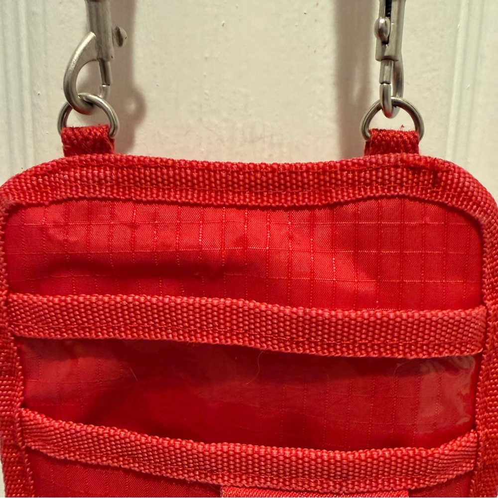 BAGGALLINI RED NYLON NECK STRAP, PASSPORT HOLDER, TRAVEL DOCUMENT ORGANIZER BAG - Picture 7 of 16